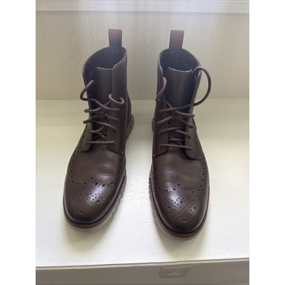 Cole Haan Zerogrand Wingtip Boots C23300 Water Resistant Brown Mens Size 9.5M